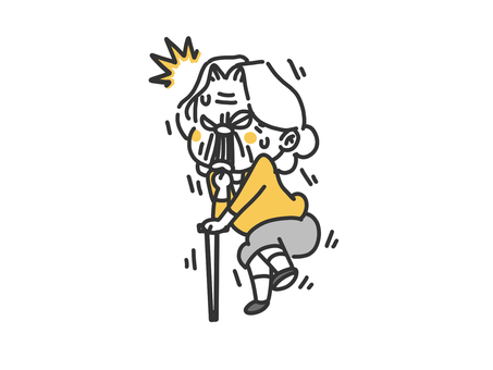 ビクッと驚くおばあちゃん 女性,老人,お年寄り,高齢者,驚く,年配,シニア,おばあちゃん,お婆ちゃん,おばあさんのイラスト素材