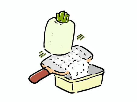 大根おろし・おろし金 大根おろし,おろし金,すりおろす,大根,調理道具,調理器具,キッチン用品のイラスト素材