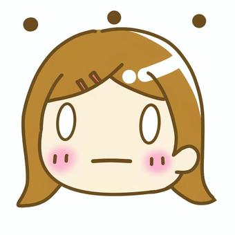 ・・・な女の子 無言,女の子,手描き,シンプル,アイコン,ワンポイント,挿絵,白背景,背景透過のイラスト素材
