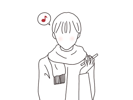 マフラーを巻いた人物イラスト