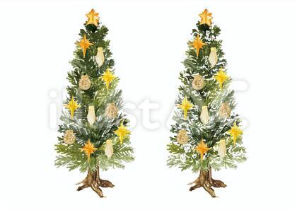 《水彩風》クリスマスツリー_金