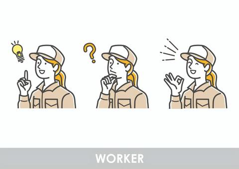 Illustration material set of female workers, work clothes, set, operator, JPG, PNG and AI