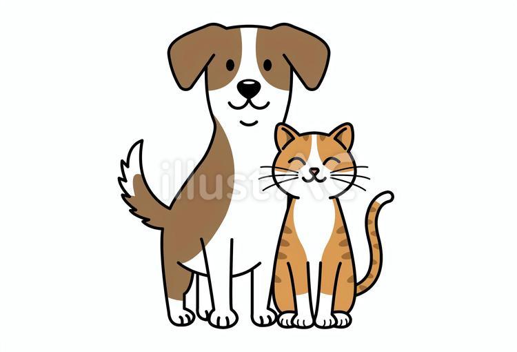 寄り添う犬と猫 犬,猫,動物のイラスト素材