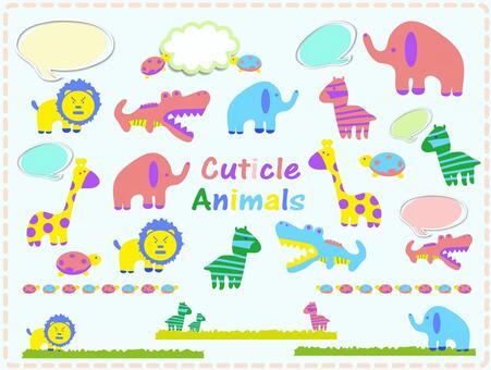 L-0231：かわいい動物たち 動物,パステル,ライオン,キリン,ぞう,かめ,ワニ,シマウマ,かわいい,フレームのイラスト素材