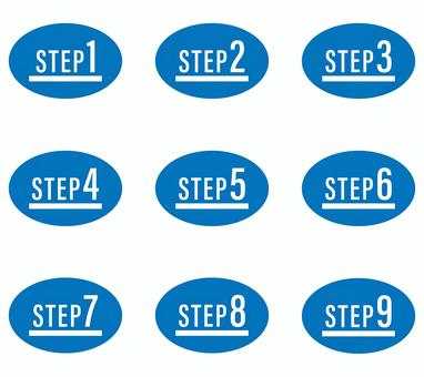 STEPアイコン 青 step,アイコン,ステップ,順番,順序,番号,段階,見出し,目印,サインのイラスト素材