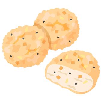 がんもどき（飛竜頭） がんもどき,豆腐,木綿豆腐,大豆,食べ物,食材,和食,おでん,おでん種,揚げ物のイラスト素材