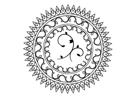 Mahoujin_plant01 魔法陣,モノクロ,白黒,魔法,植物模様,ファンタジーのイラスト素材