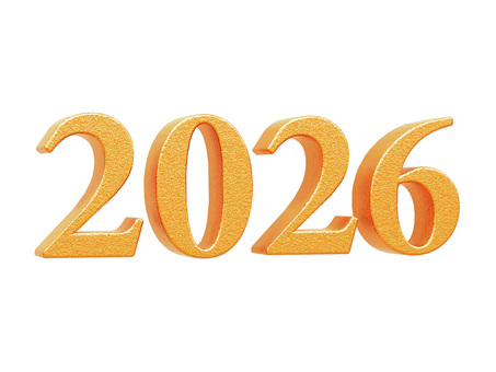 金色の2026年の3D文字素材6 2026,西暦,新年,年賀状,金色,ゴールド,3d,立体,文字,年のイラスト素材
