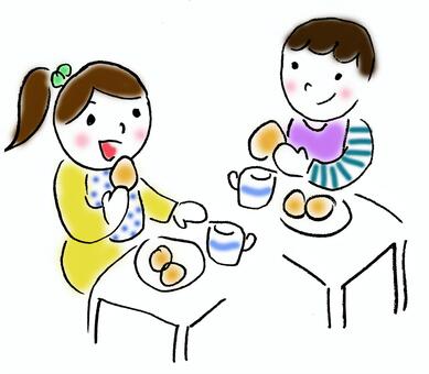保育園でのおやつ 保育園でのおやつ 保育園,幼稚園,おやつのイラスト素材