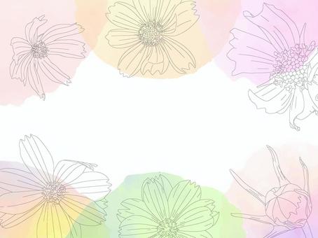 やさしげな背景213＿コスモス 花,壁紙,フレーム,コスモス,秋桜,秋,背景,秋の花,植物,枠のイラスト素材
