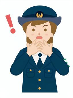 驚いている婦人警官_上半身1 女性,婦人警官,女,人物,驚く,びっくり,感情,長袖,イラストのイラスト素材