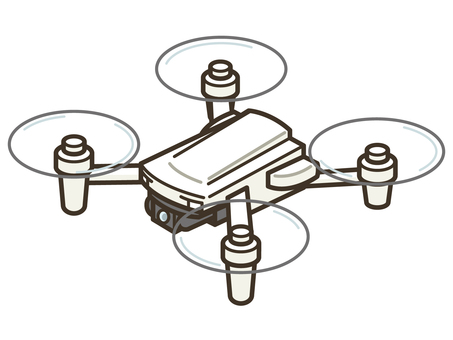 ドローン_02 小型ドローン,ドローン,無人機,空撮,クワッドコプター,ラジコン,飛行,技術,監視,送信のイラスト素材