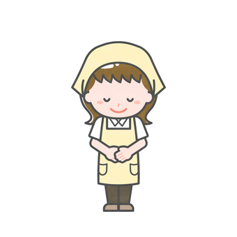 ミニ_単体_ハウスキーパーの女性08 女性,大人,職業,仕事,アルバイト,家事,スタッフ,エプロン,三角巾,ハウスキーパーのイラスト素材
