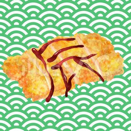 チキン竜田(カット)に辰の文字