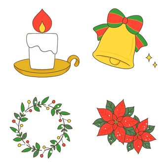 手描きクリスマスミニアイコン クリスマス,冬,ろうそくのイラスト素材
