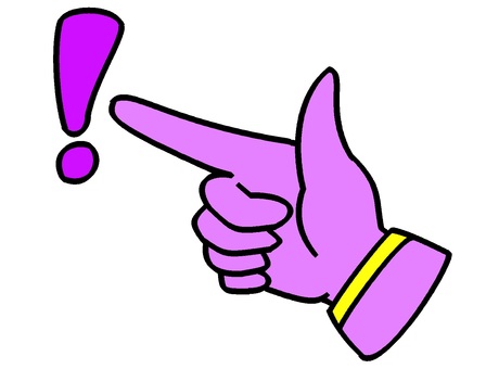 びっくりマークを指差すアイコン『紫』 指差す,手袋,手,指,ジェスチャー,びっくり,マーク,エフェクト,モチーフ,カラーのイラスト素材