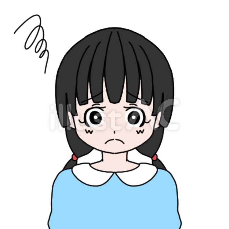 2つ結びの園児の女の子（困） 女子,なやみ,正解のイラスト素材