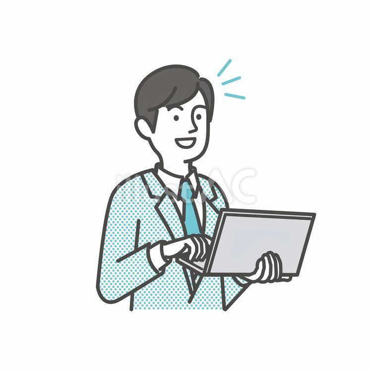 パソコンを操作する男性会社員 会社員,男性,パソコンのイラスト素材