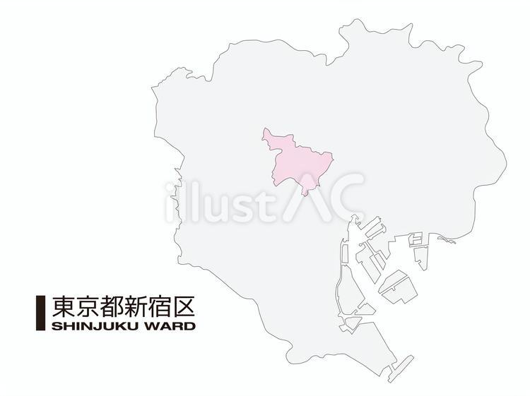 東京都新宿区の位置地図区境無し_01 新宿区,東京都,23区のイラスト素材