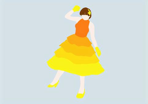 Adult Girls-Color Silhouette-Dress Yellow, , JPG and PNG