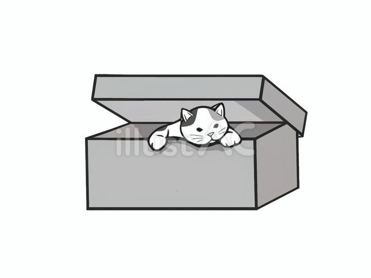 段ボールから出ようとする猫（ねこ） 猫,動物,生き物のイラスト素材