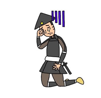 悲しむ戦国時代の足軽 足軽,侍,武士,鎧武者,戦士,兵士,日本,和風,歴史,日本史のイラスト素材