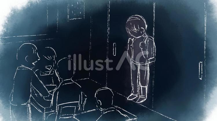 教室に入るか迷う不登校気味の生徒の葛藤 不登校,人物,登校拒否のイラスト素材