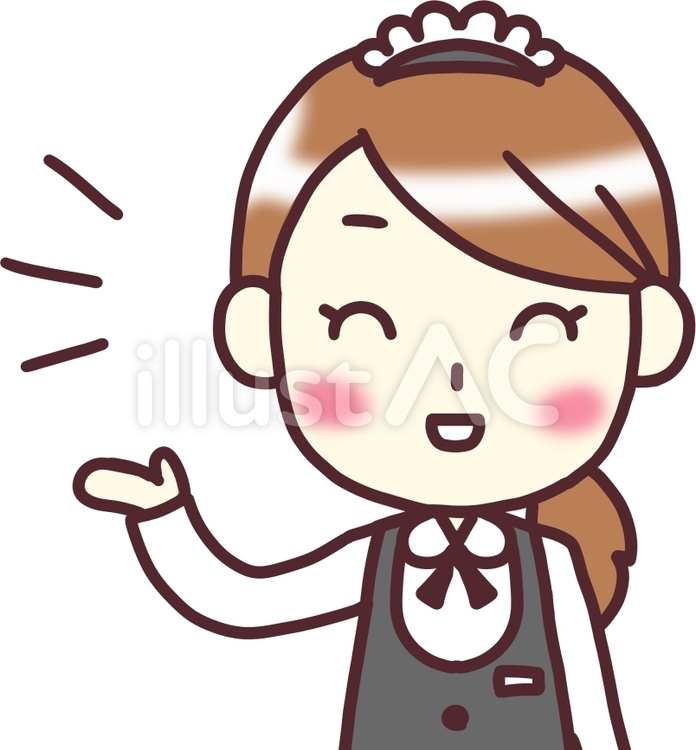 【女性給仕】正面_案内 バストアップ,人物,女性のイラスト素材