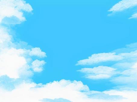 夏の背景・雲の壁紙素材 夏,背景,夏空,入道雲,空,雲,青,水色,ブルー,ライトブルーのイラスト素材