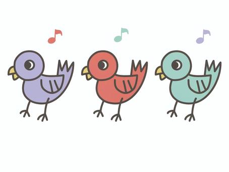 3羽の小鳥 3羽の小鳥 鳥,小鳥,生き物,動物,自然,生物,童話,赤,緑,紫のイラスト素材