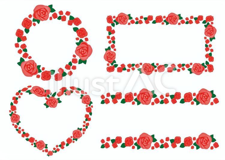 1薔薇・カーネーション枠（豪華、赤） カーネーション,母の日,フレームのイラスト素材