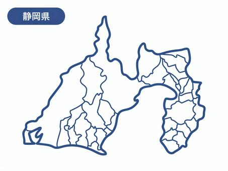 静岡県の地図の線画 地図,静岡県,東海,富士市,沼津市,御殿場市,富士宮市,裾野市,長泉町,小山町のイラスト素材