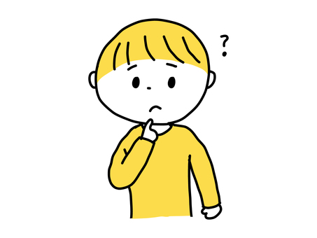 考えている男の子 考える,悩む,ハテナ,困る,男の子,男子,キッズ,子供,人物,幼児のイラスト素材