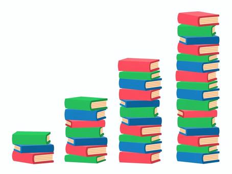 積みあがった本（主線なし） 本,書籍,積読,セット,主線なしのイラスト素材