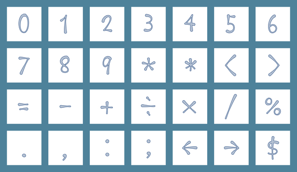 ペン風文字斜線　数字・記号 文字,オリジナル,ペン風,数字,記号,マーカー,斜線,模様,テクスチャ,細線のイラスト素材