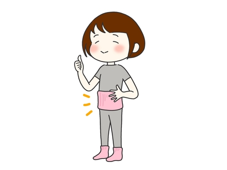 腹巻きをして満足している人 腹巻きをして満足している人 腹巻き,あったかい,温かい,冷え性,気に入る,お気に入り,女性,女の人,若い,全身のイラスト素材