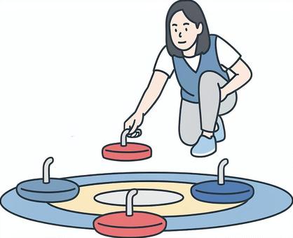 カローリングを楽しむ カローリングを楽しむ カローリング,スポーツ,ニュースポーツ,レクリエーション,カーリング,室内競技,体験,運動,交流,チームプレーのイラスト素材