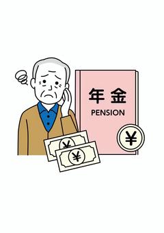 年金で困っている高齢男性 高齢者,年金受給者,年金,お金,受給金額,イラストのイラスト素材