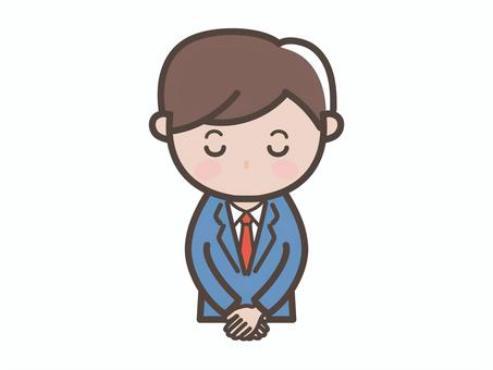 頭を下げて謝る会社員のイラスト 謝る,男性,スーツ,お詫び,謝罪,お辞儀,ごめんなさい,ビジネスマン,会社員,礼のイラスト素材