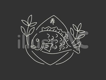 【単品】ブラック 鯛のイラスト