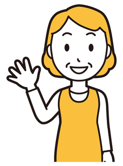  エプロンおばちゃん(黄)-172-バスト 笑顔,おばちゃん,エプロン,お母さん,ママ,中年,おばさん,主婦,人物,かわいいのイラスト素材