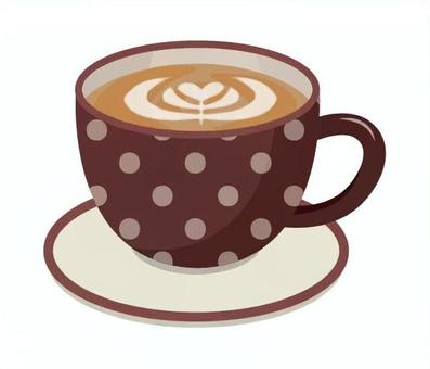 コーヒー18 コーヒー,珈琲,湯気,ホットコーヒー,コーヒーカップ,水玉,おしゃれ,ソーサー,カフェ,喫茶店のイラスト素材