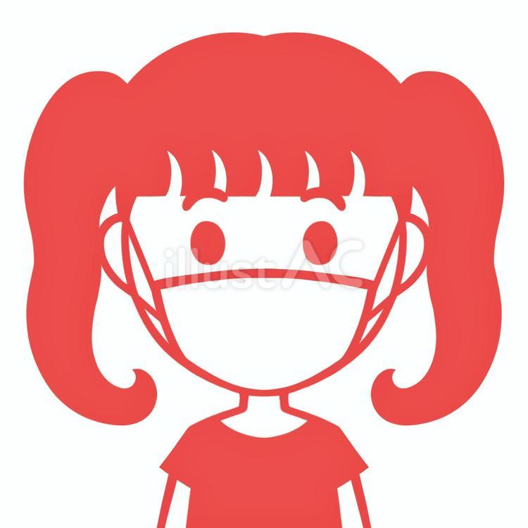マスクをつけた女の人のアイコン 女性,アイコン,顔のイラスト素材