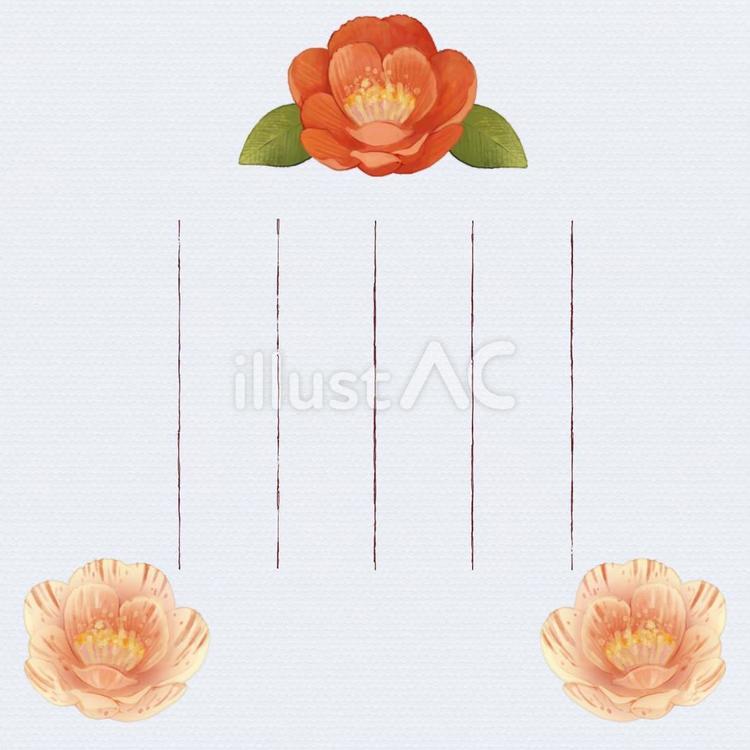 正方形、椿の便り5 椿,花,植物のイラスト素材
