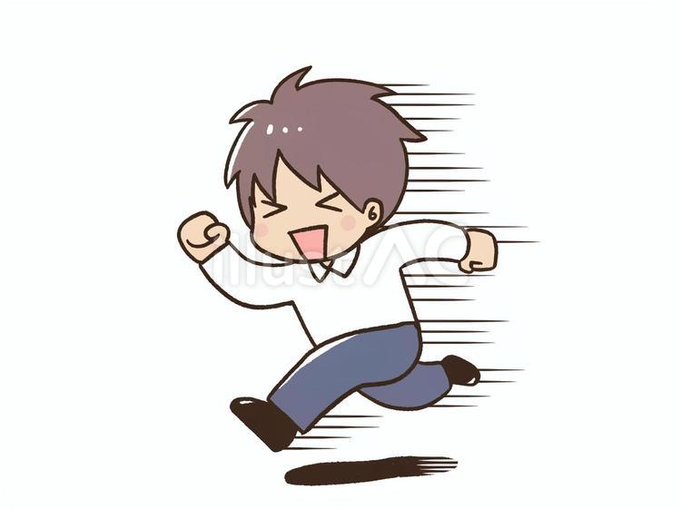 ワクワクして走る男性 男の子,少年,子どものイラスト素材