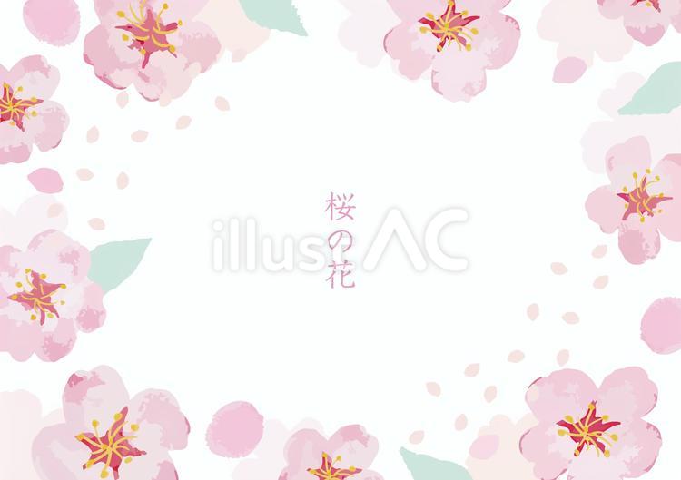 春の桜の花と花びら舞うフレーム 春,桜,花のイラスト素材