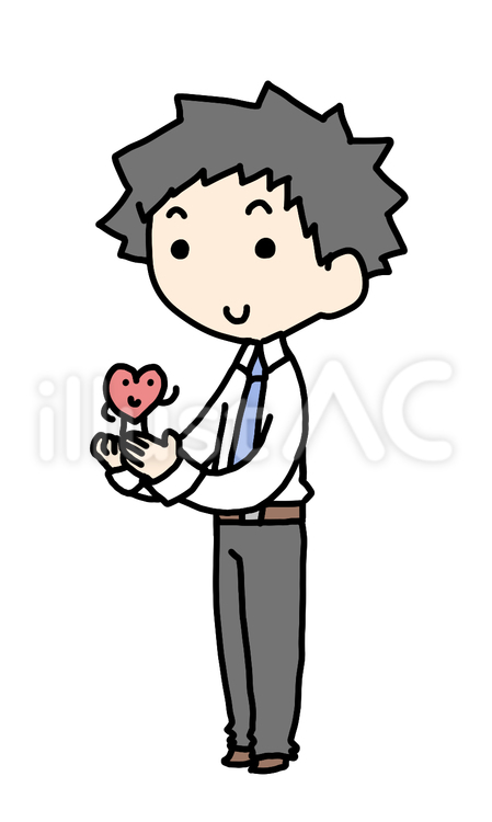 ハートと向き合う男性 男性,ハート,向き合うのイラスト素材