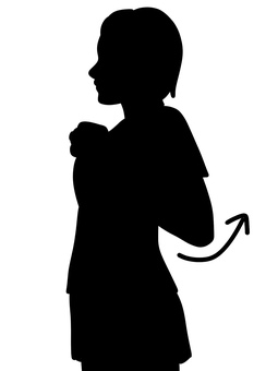 肩甲骨を広げる人のシルエット 女性,漸進的筋弛緩法,肩甲骨,肩,回す,広げる,横向き,側面,上半身,10代のイラスト素材