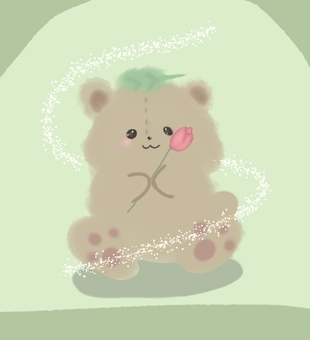 tulip and bear, tulip, bear, flower, JPG