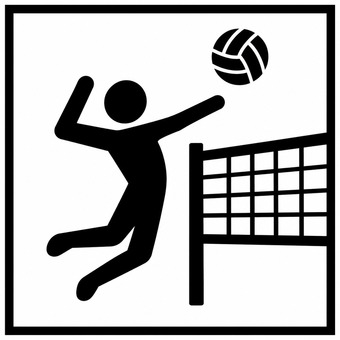 バレーボールのピクトグラム バレーボール,スポーツ,球技,運動,体育,試合,アタック,スパイク,ネット,選手のイラスト素材